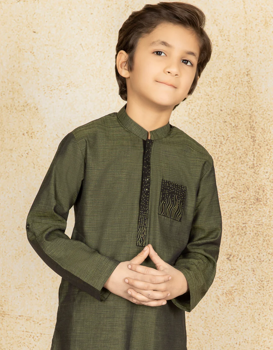 KAYE GREEN COTTON KURTA | JCK-S-US-38462/S22/JJ8147-CL - Image 3