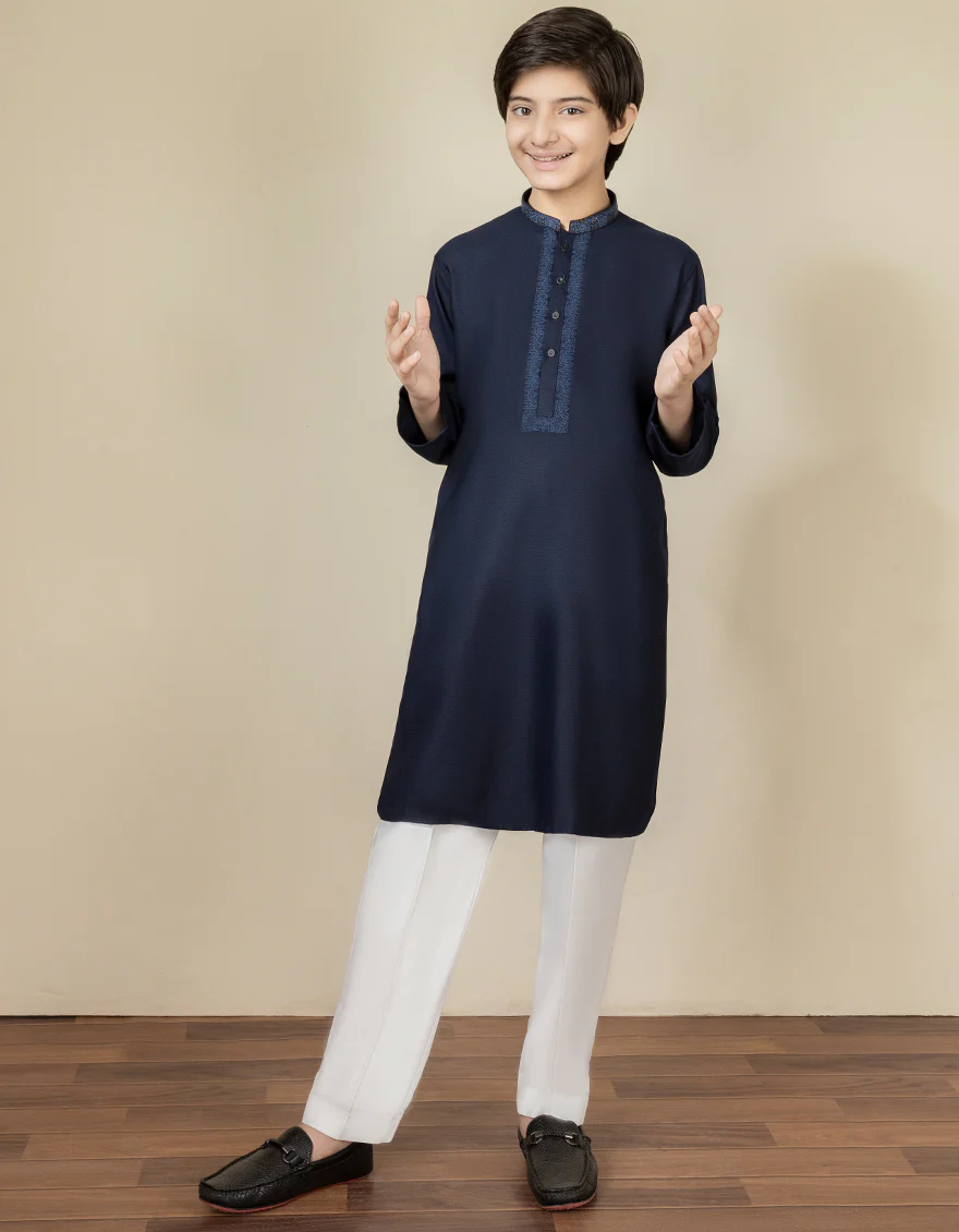 NAVY BLUE BLENDED KURTA | JCK-S-US-38480/S22/JJ8129-FL