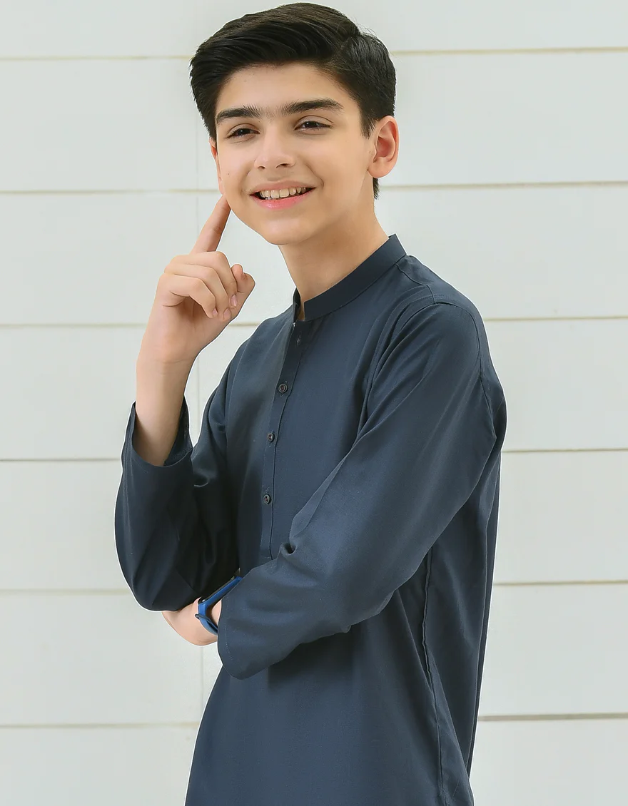 GREYISH BLUE COTTON KURTA | JCK-S-US-38484/S22/JJ8133-PN - Image 3