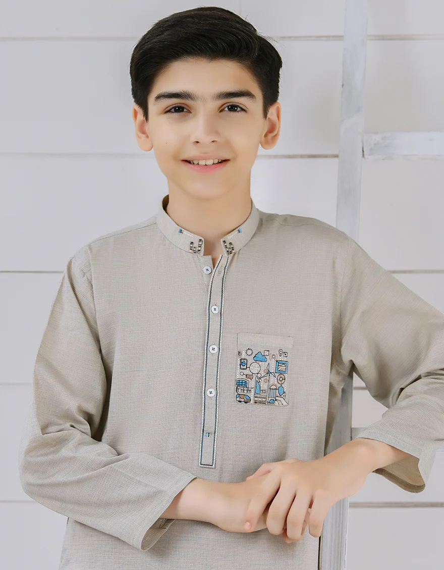 SAND COTTON KURTA | JCK-S-US-38491/S22/JJ7320-CL - Image 2