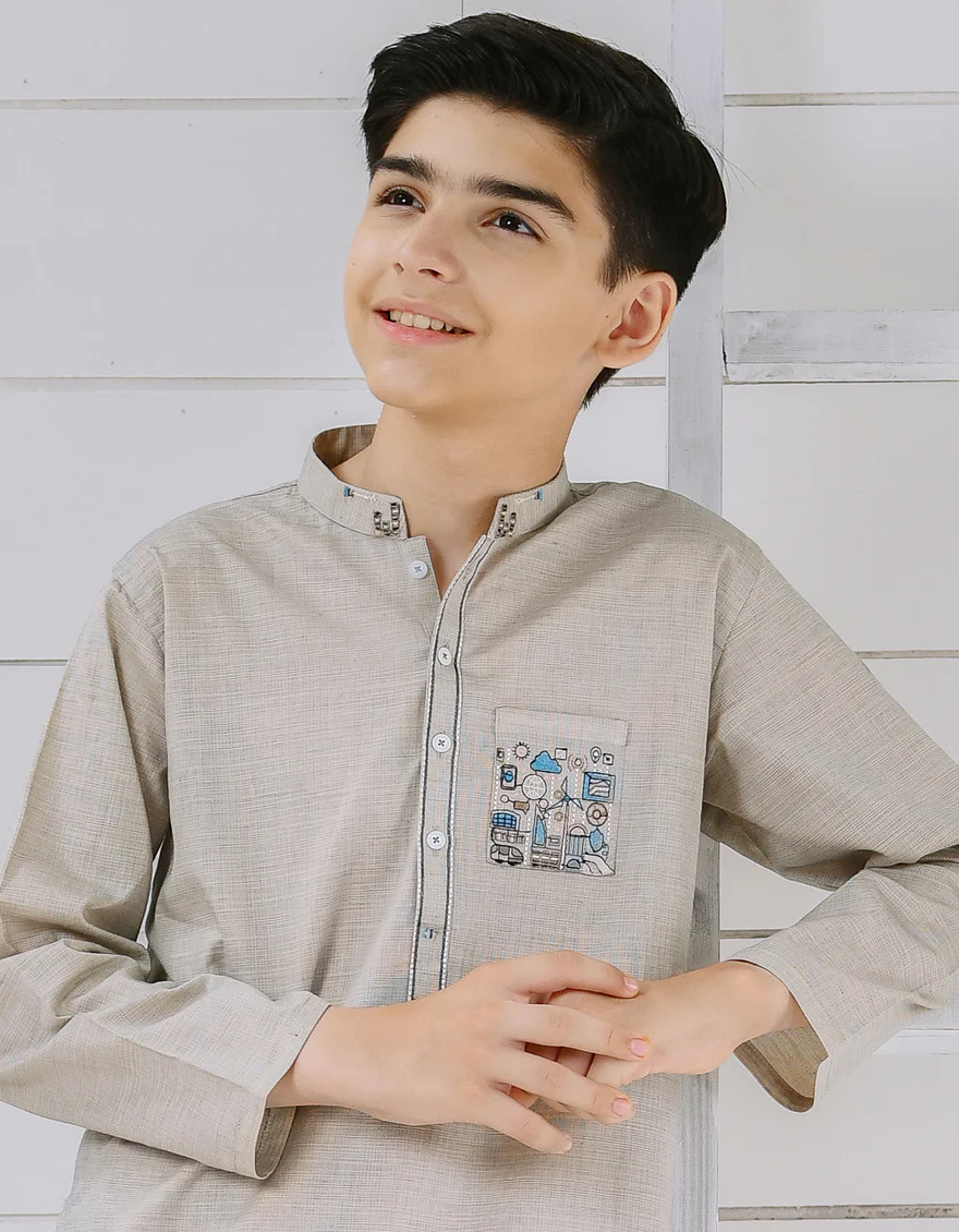 SAND COTTON KURTA | JCK-S-US-38491/S22/JJ7320-CL - Image 3