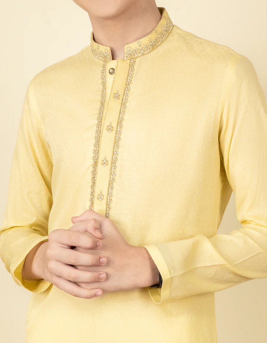 YELLOW COTTON KURTA | JCK-S-US-38594/S22/JJ6950-SF - Image 2
