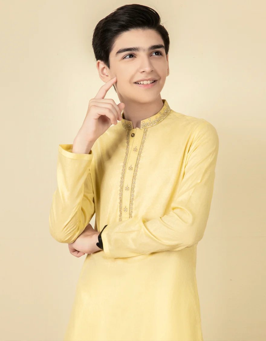 YELLOW COTTON KURTA | JCK-S-US-38594/S22/JJ6950-SF - Image 3