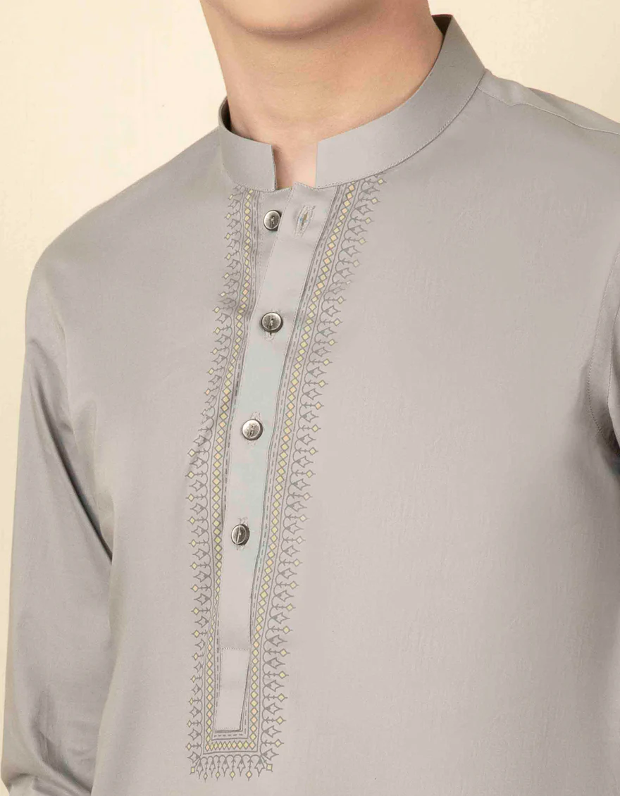 LIGHT GREY COTTON KURTA | JCK-S-US-38605/S22/JJ8332-SF - Image 2