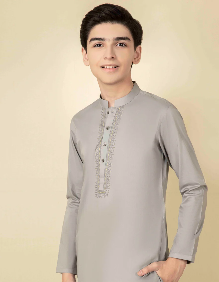 LIGHT GREY COTTON KURTA | JCK-S-US-38605/S22/JJ8332-SF - Image 3