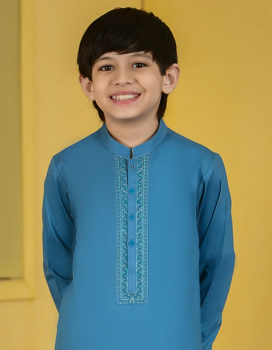 TEAL BLUE COTTON KURTA | JCK-S-US-38657/S23/JJ8132-SF - Image 2