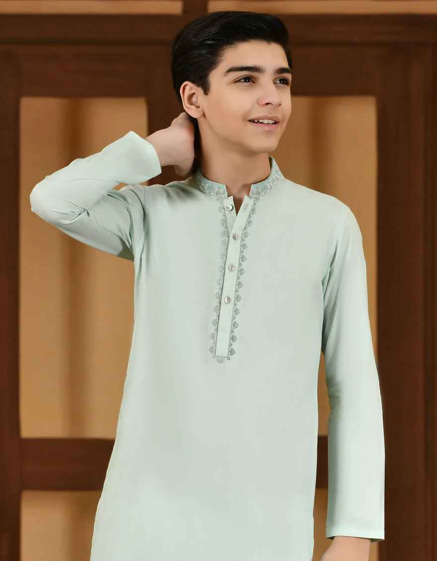 PALE GREEN COTTON KURTA | JCK-S-US-38660/S23/JJ8132-SF - Image 2
