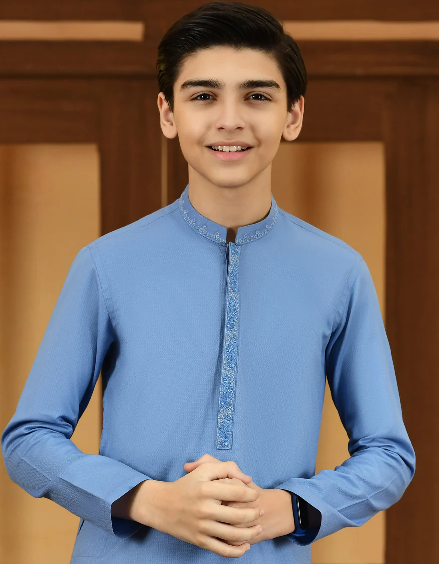 SKY BLUE COTTON KURTA | JCK-S-US-38664/S23/JJ8132-SF - Image 2