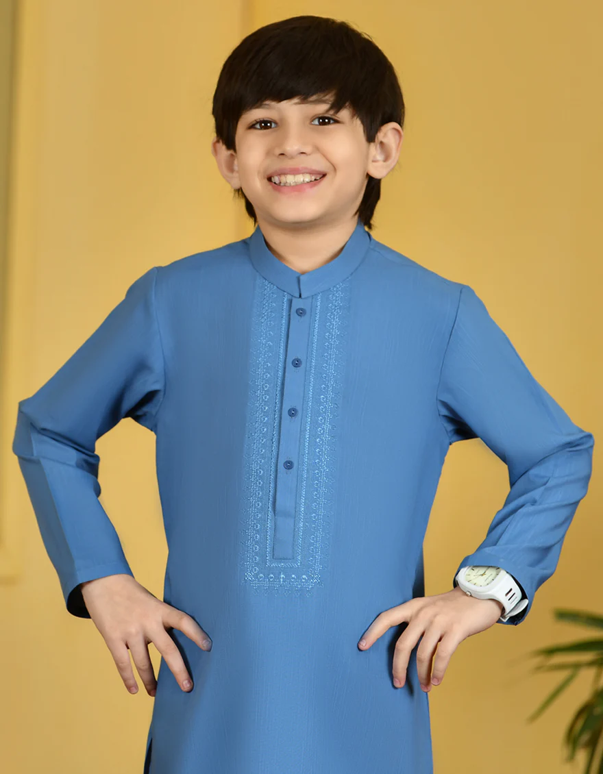 LIGHT BLUE BLENDED KURTA | JCK-S-US-38736/S23/JJ8717-SF - Image 2