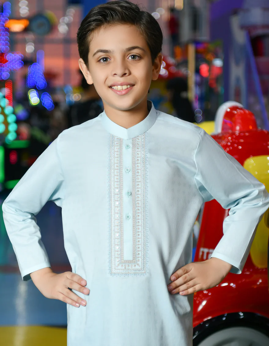 SKY BLUE COTTON KURTA | JCK-S-US-38737/S23/JJ7041-FL - Image 2