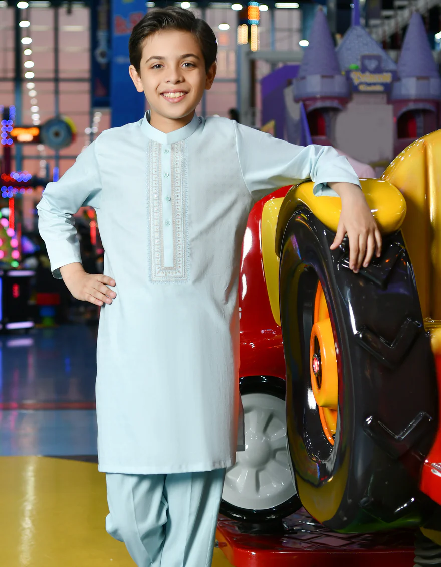 SKY BLUE COTTON KURTA | JCK-S-US-38737/S23/JJ7041-FL - Image 3