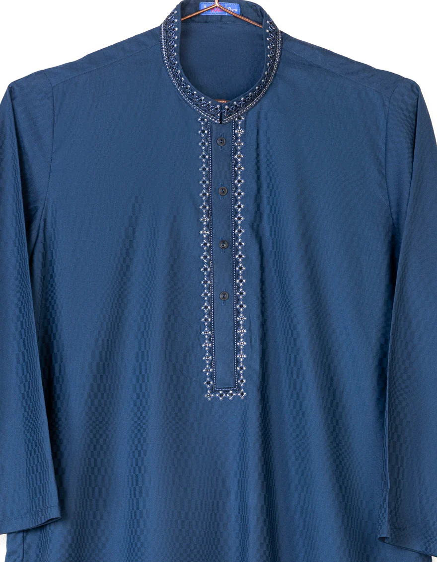 BLUE COTTON KURTA | JCK-S-US-38799/S23/JJ7042-FL - Image 2