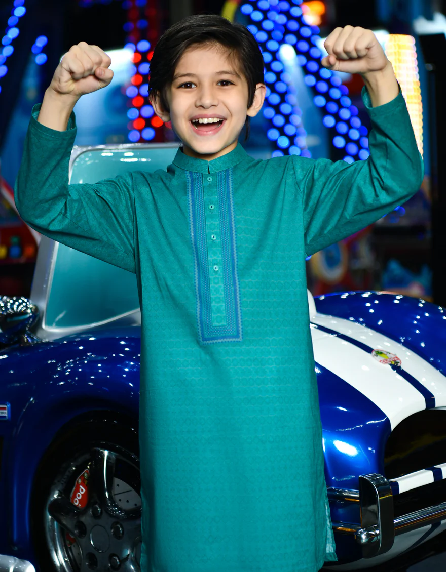 GREEN COTTON KURTA | JCK-S-US-38803/S23/JJ8771-SF - Image 2