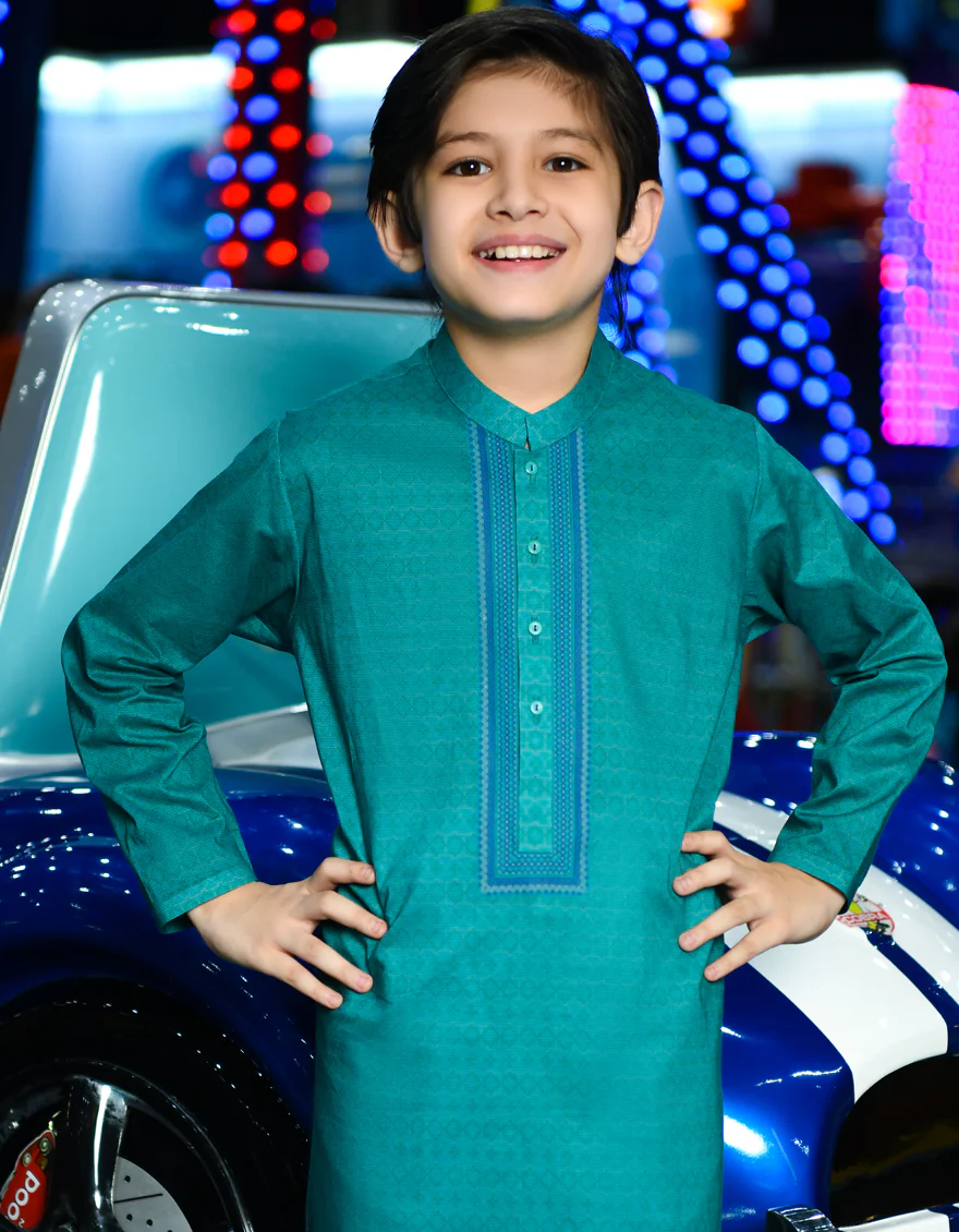 GREEN COTTON KURTA | JCK-S-US-38803/S23/JJ8771-SF - Image 3