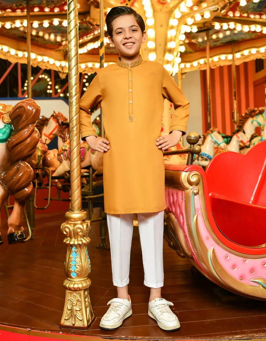 MUSTARD BLENDED KURTA | JCK-S-US-38806/S23/JJ8632-FL