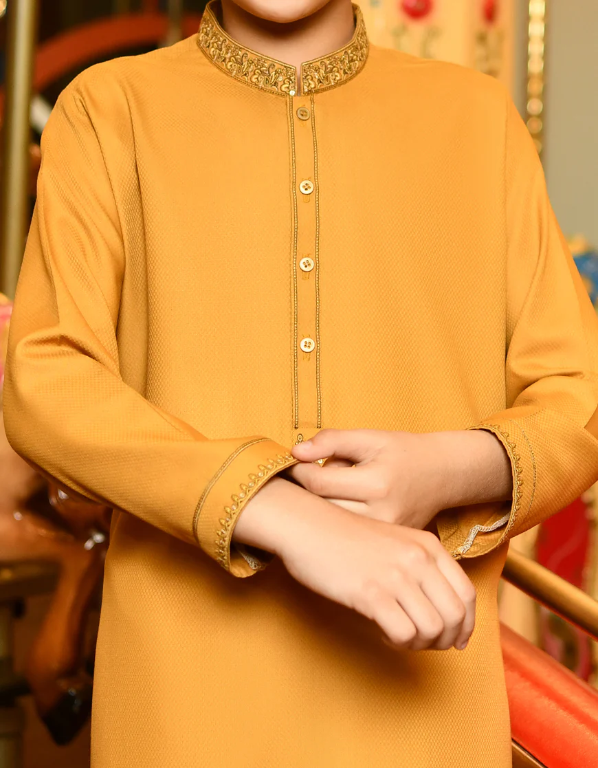 MUSTARD BLENDED KURTA | JCK-S-US-38806/S23/JJ8632-FL - Image 2