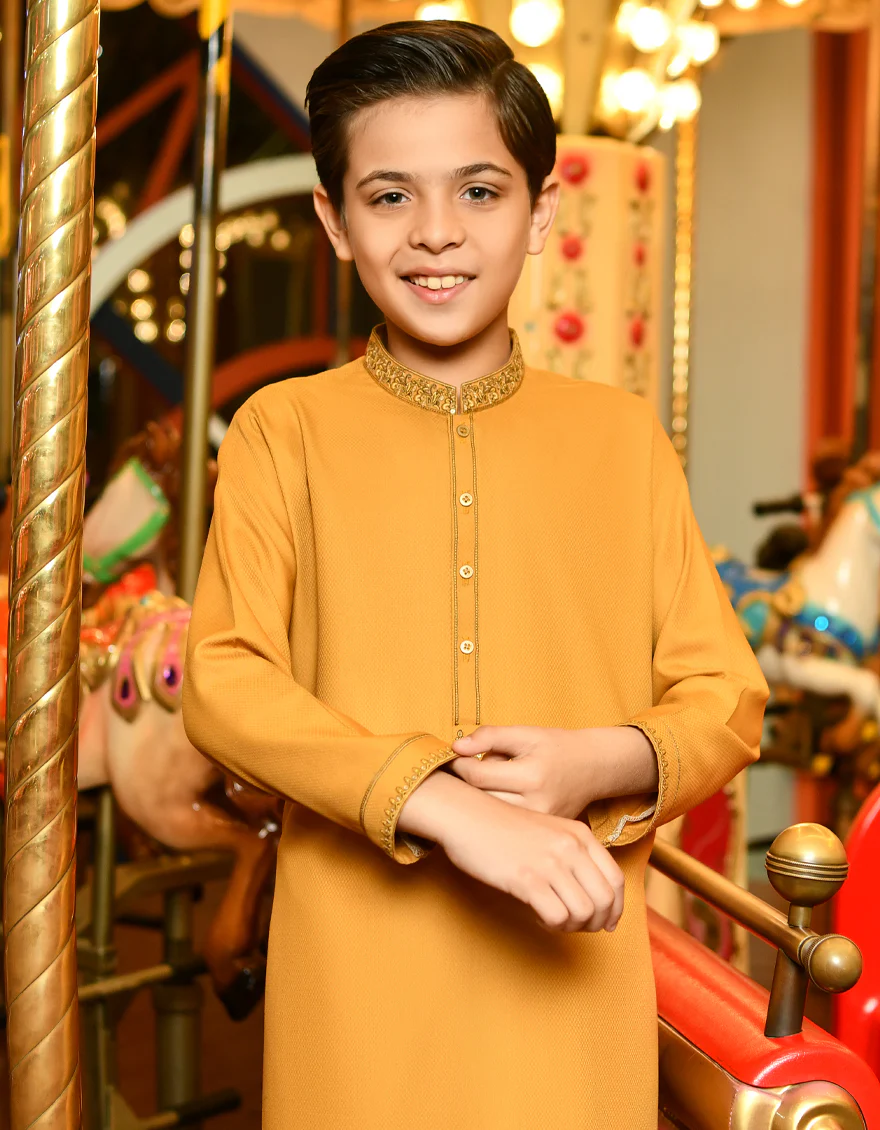 MUSTARD BLENDED KURTA | JCK-S-US-38806/S23/JJ8632-FL - Image 3