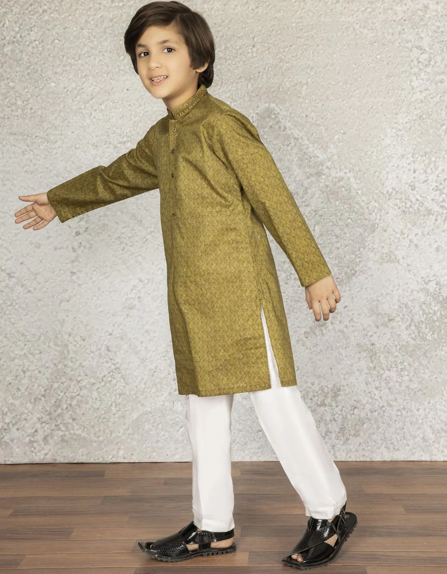 OLIVE GREEN KURTA | JCK-S-US-39299/S22/JJ7546-SF - Image 2