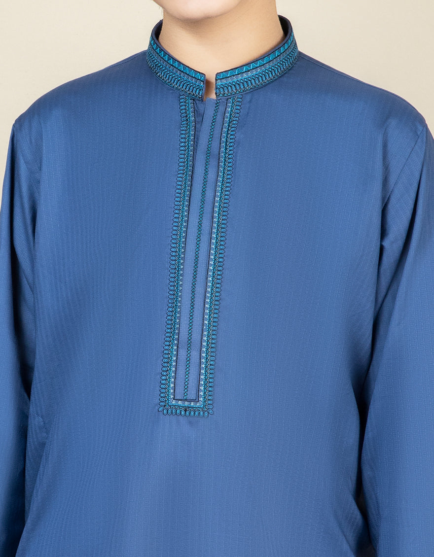 BLUE COTTON KURTA | JCK-S-US-39306/S22/JJ8152-SF - Image 2