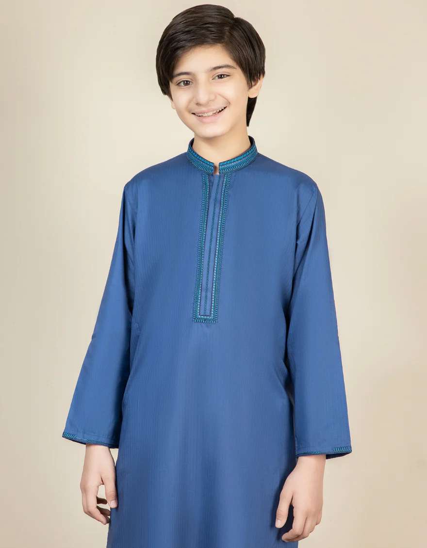 BLUE COTTON KURTA | JCK-S-US-39306/S22/JJ8152-SF - Image 3