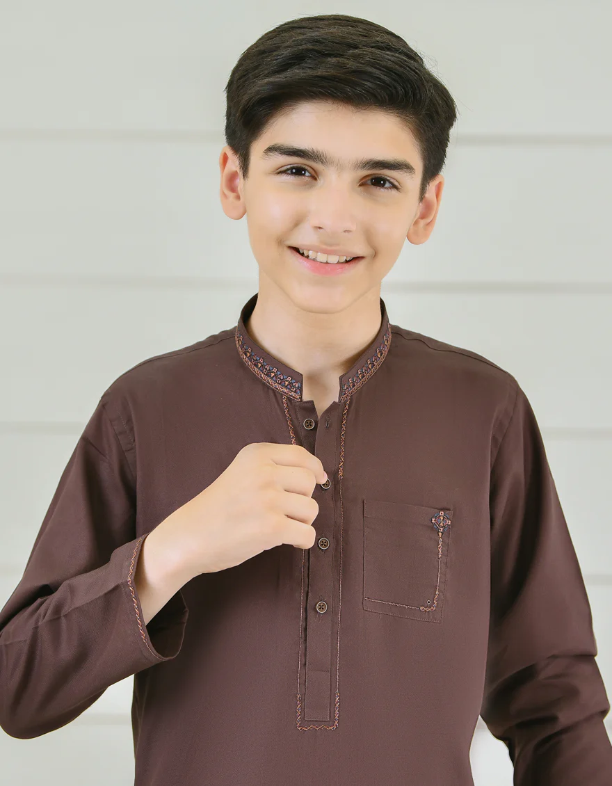 DARK BROWN COTTON KURTA | JCK-S-US-39314/S22/JJ8134-CL - Image 2