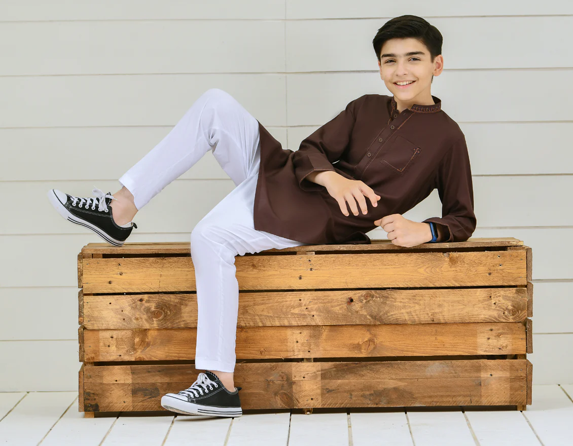 DARK BROWN COTTON KURTA | JCK-S-US-39314/S22/JJ8134-CL - Image 3