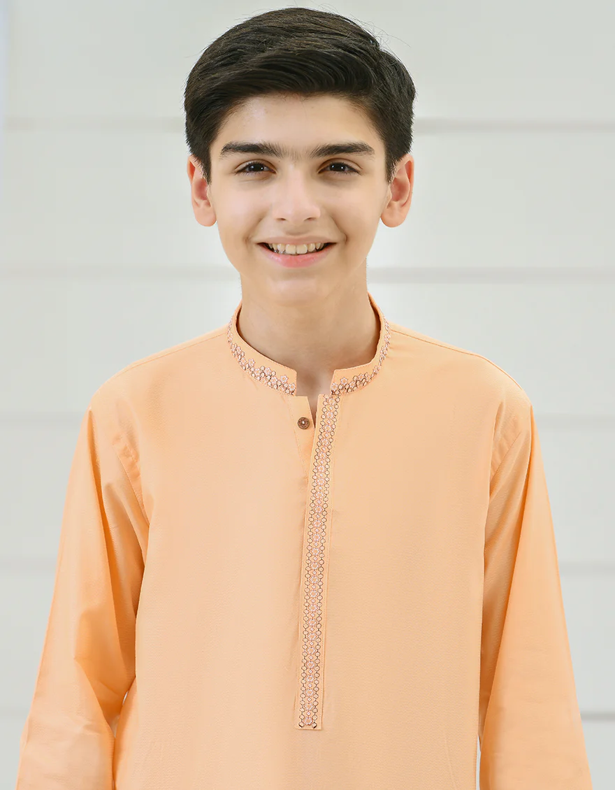 PEACH COTTON KURTA | JCK-S-US-41142/S22/JJ7656-CL - Image 2