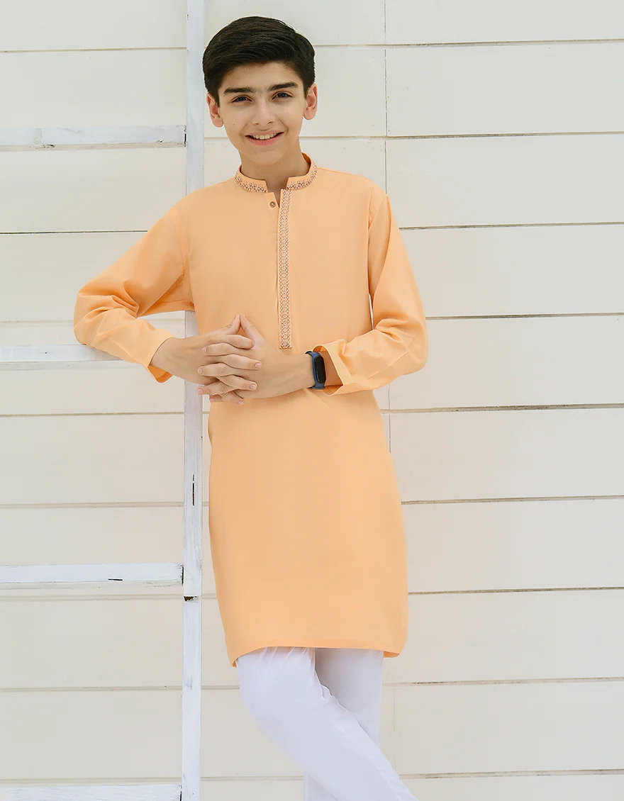 PEACH COTTON KURTA | JCK-S-US-41142/S22/JJ7656-CL - Image 3