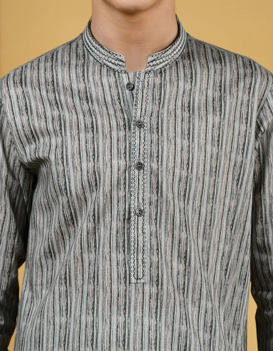 MULTI GREY COTTON KURTA | JCK-S-US-41150/S22/JJ7546-SF - Image 2
