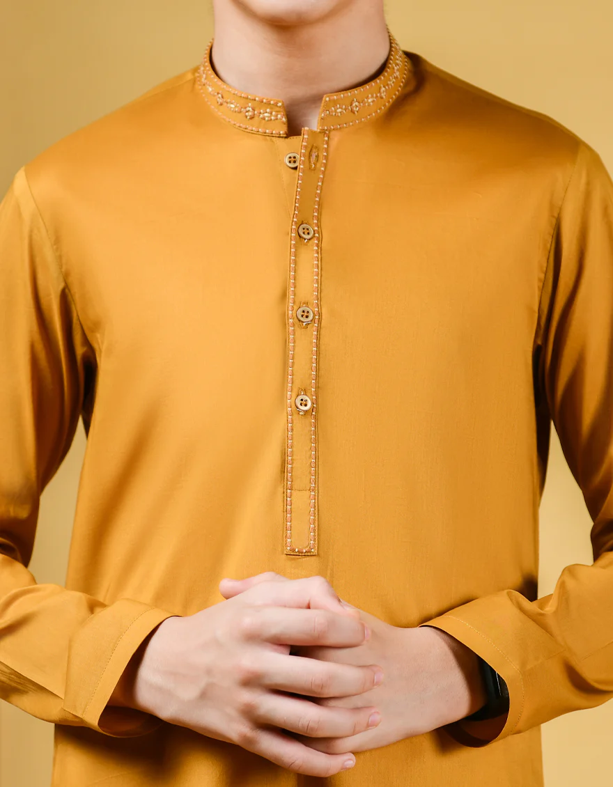 RUSTY YELLOW COTTON KURTA | JCK-S-US-41158/S22/JJ7546-CL - Image 2