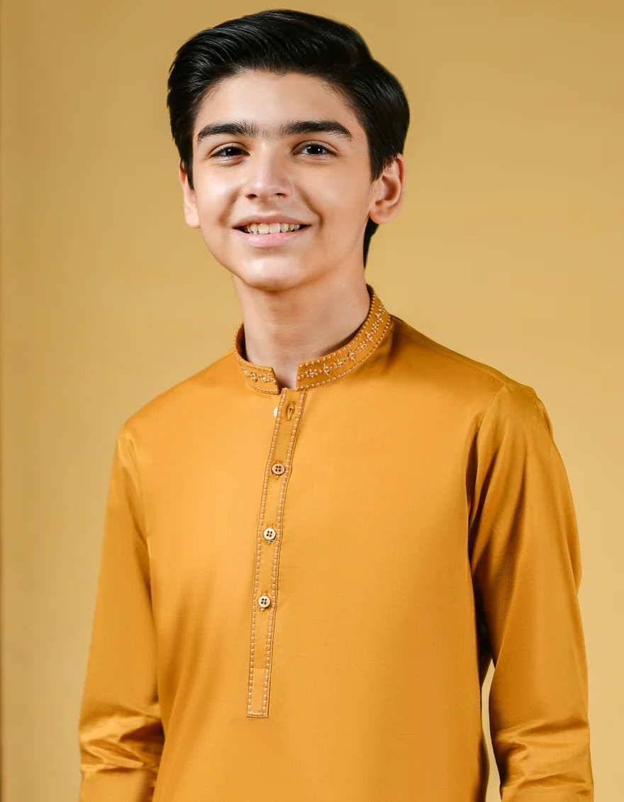 RUSTY YELLOW COTTON KURTA | JCK-S-US-41158/S22/JJ7546-CL - Image 3