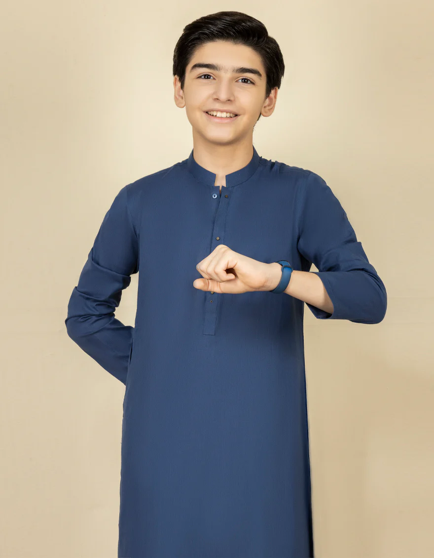 BLUE COTTON KURTA | JCK-S-US-41204/S22/JJ7636-PN - Image 3
