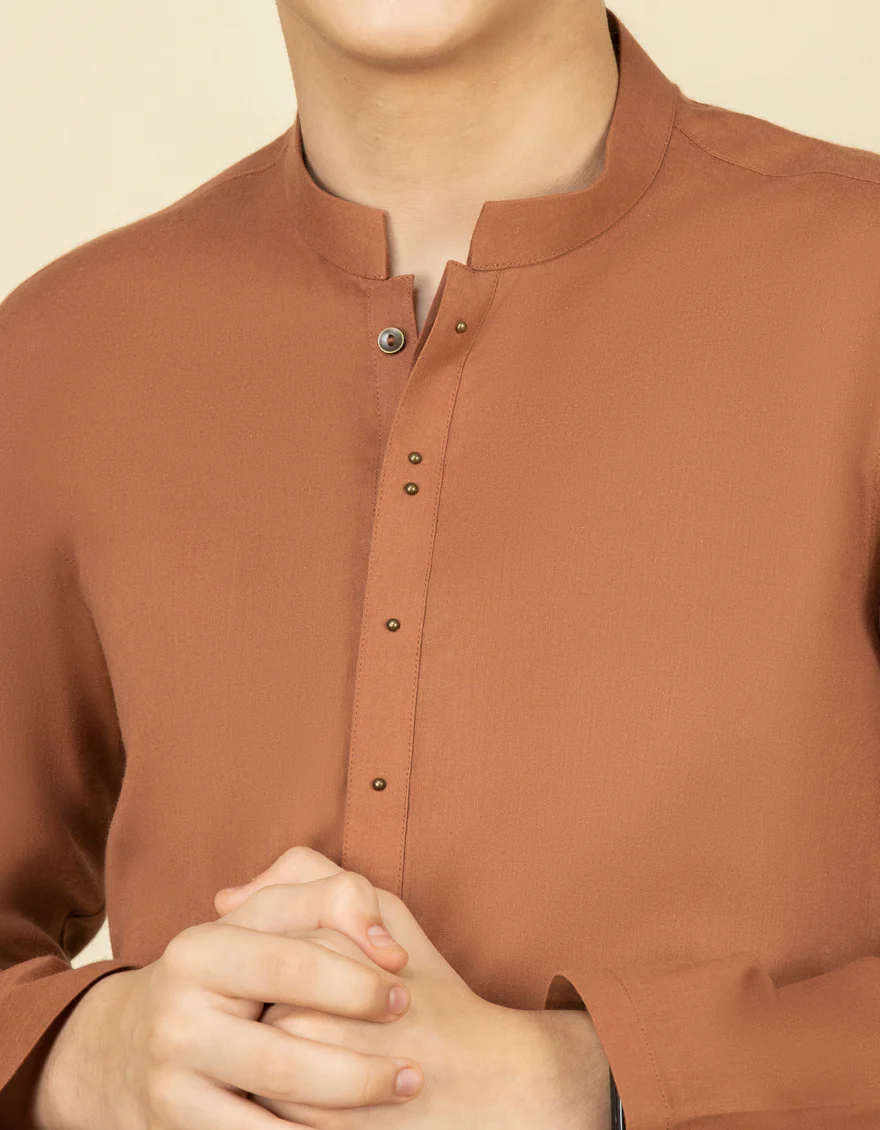 BROWN COTTON KURTA | JCK-S-US-41212/S22/JJ7636-PN - Image 2