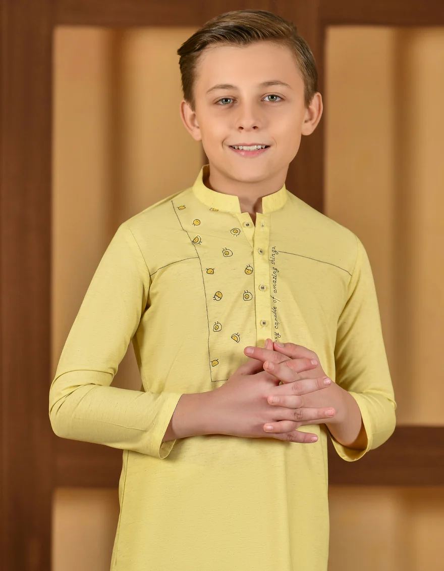 LEMON YELLOW BLENDED KURTA | JCK-S-US-41263/S23/JJ8716-SF - Image 2