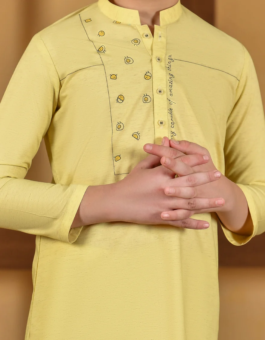 LEMON YELLOW BLENDED KURTA | JCK-S-US-41263/S23/JJ8716-SF - Image 3