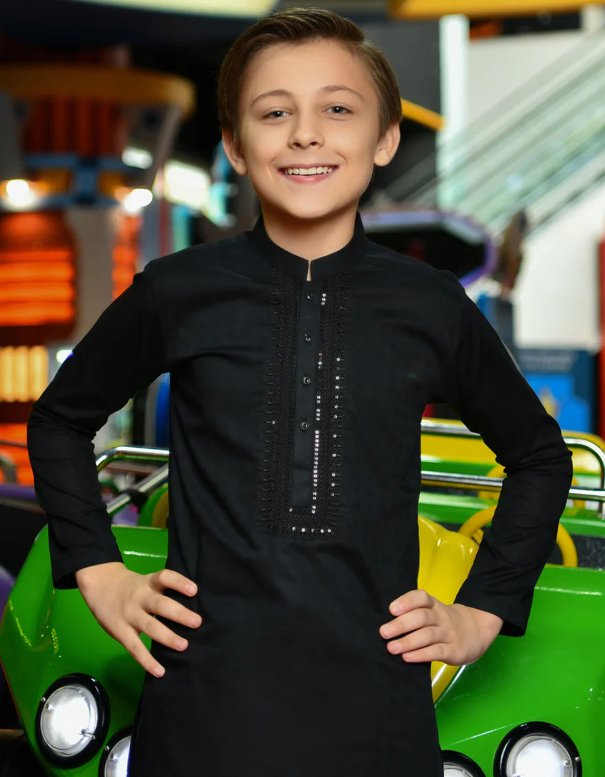 BLACK COTTON KURTA | JCK-S-US-46069/S23/JJ7041-FL - Image 2