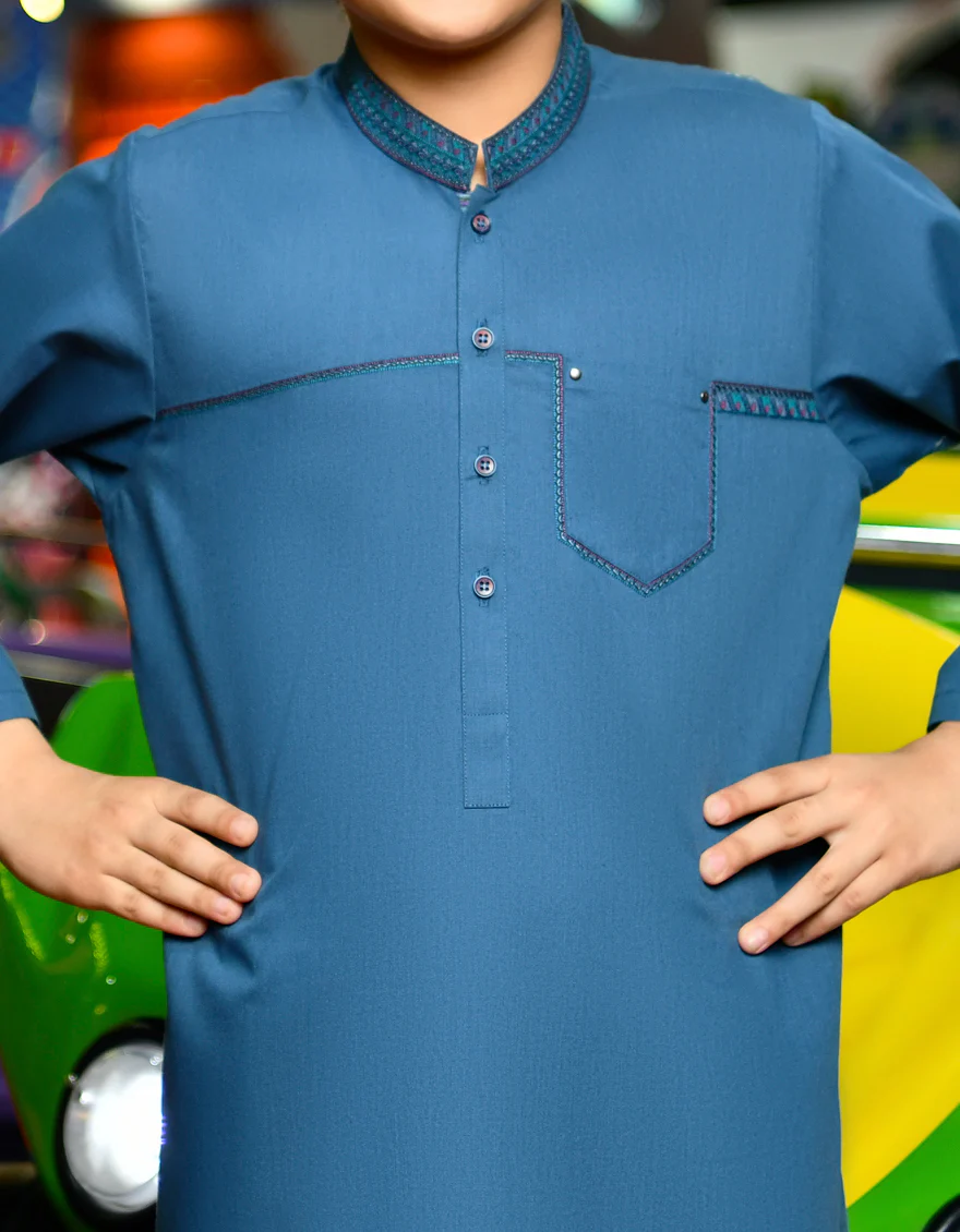DARK BLUE BLENDED KURTA | JCK-S-US-46074/S23/JJ8213-CL - Image 2
