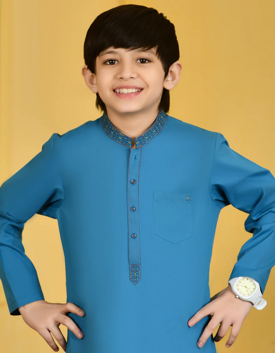 CYAN BLUE BLENDED KURTA | JCK-S-US-46078/S23/JJ8213-CL - Image 2