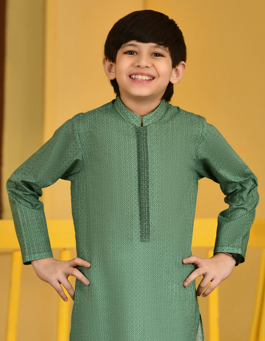 GREEN COTTON KURTA | JCK-S-US-46085/S23/JJ8771-SF - Image 2