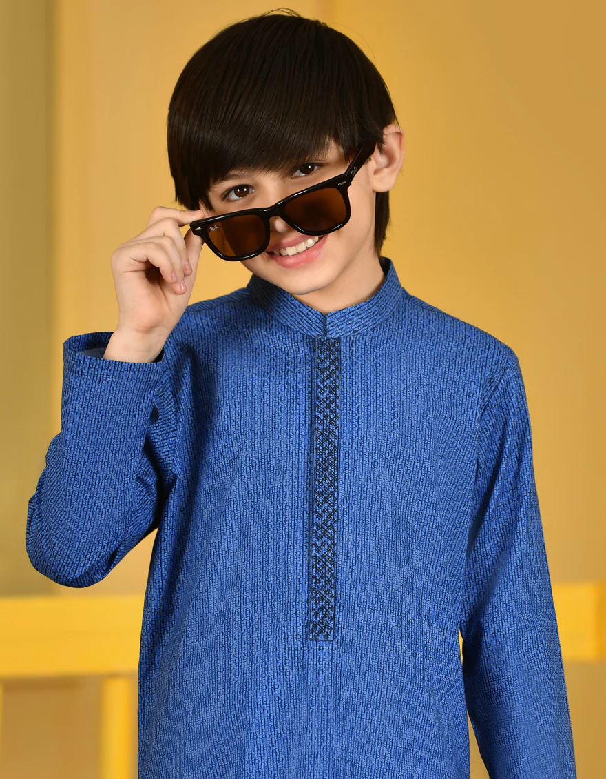 BLUE COTTON KURTA | JCK-S-US-46088/S23/JJ8771-SF - Image 2