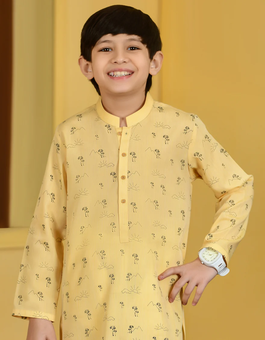 PALE YELLOW BLENDED KURTA | JCK-S-US-46110/S23/JJ8719-CL - Image 2