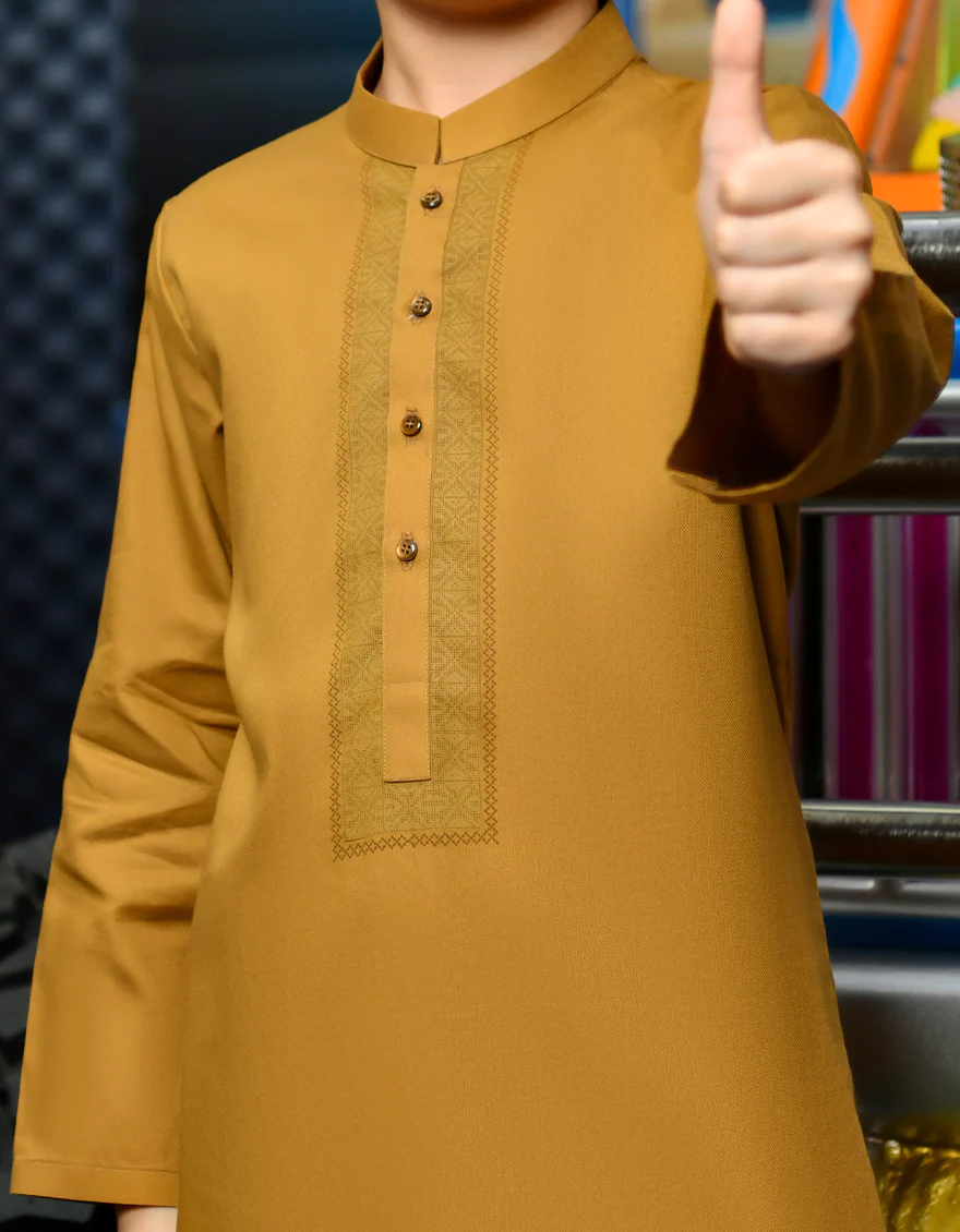 OCHRE COTTON KURTA | JCK-S-US-46136/S23/JJ8977-CL - Image 2