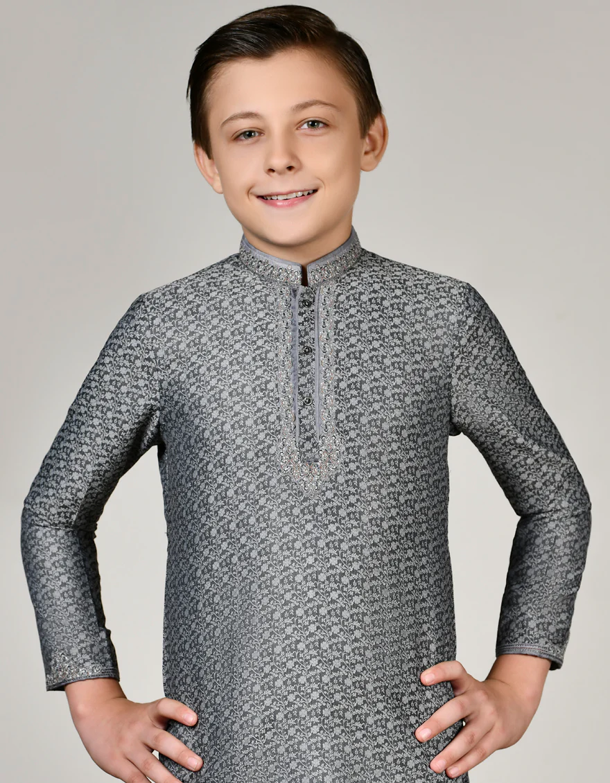 GREY KURTA | JCK-SP-48027/S23/JJ8973-FL - Image 2