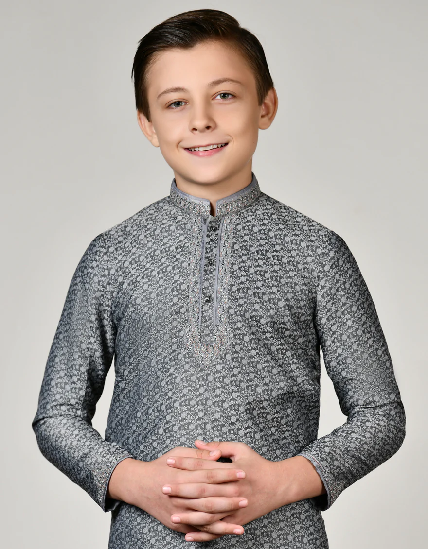 GREY KURTA | JCK-SP-48027/S23/JJ8973-FL - Image 3