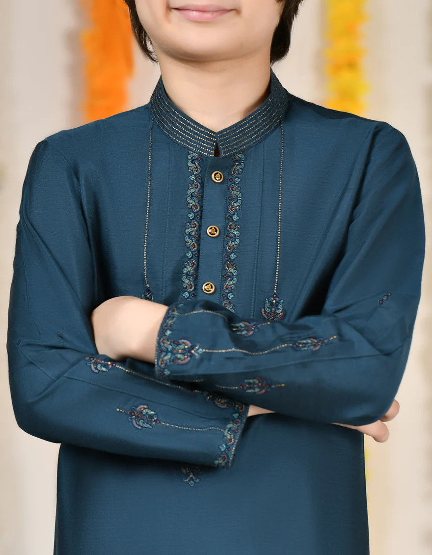 BLUE BLENDED KURTA | JCK-SP-48168/S24/JJ9171-FL - Image 2