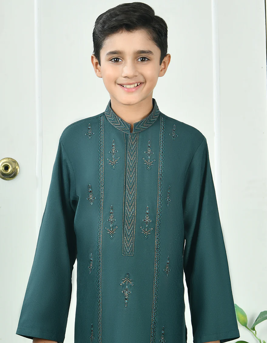 DARK GREEN BLENDED SPECIAL KURTA | JCK-SP-A-45455/S24/JJ1105-FL - Image 2