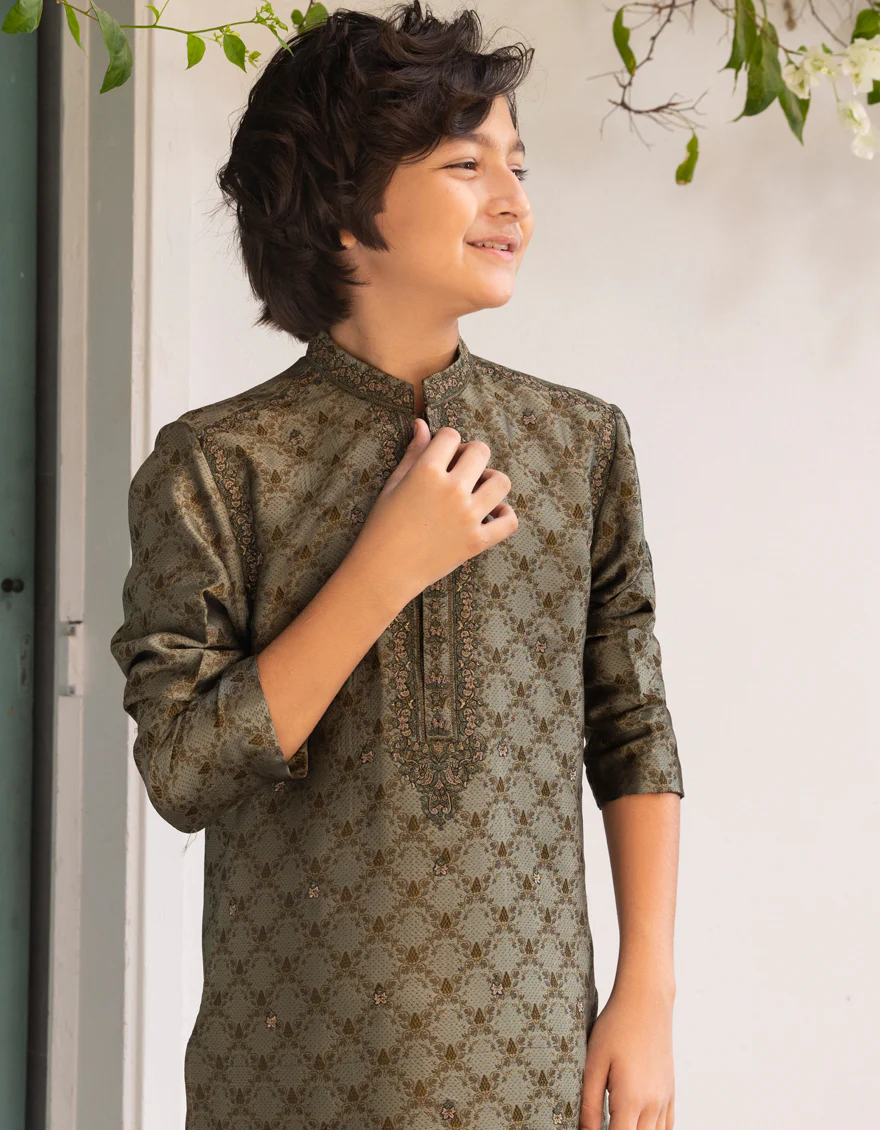 OLIVE SPECIAL KURTA | JCK-SP-A-45528/S25/JJ1072-FL - Image 2