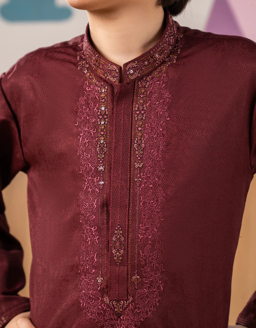 MAROON BLENDED SPECIAL KURTA | JCK-SP-A-48213/S25/J - Image 3
