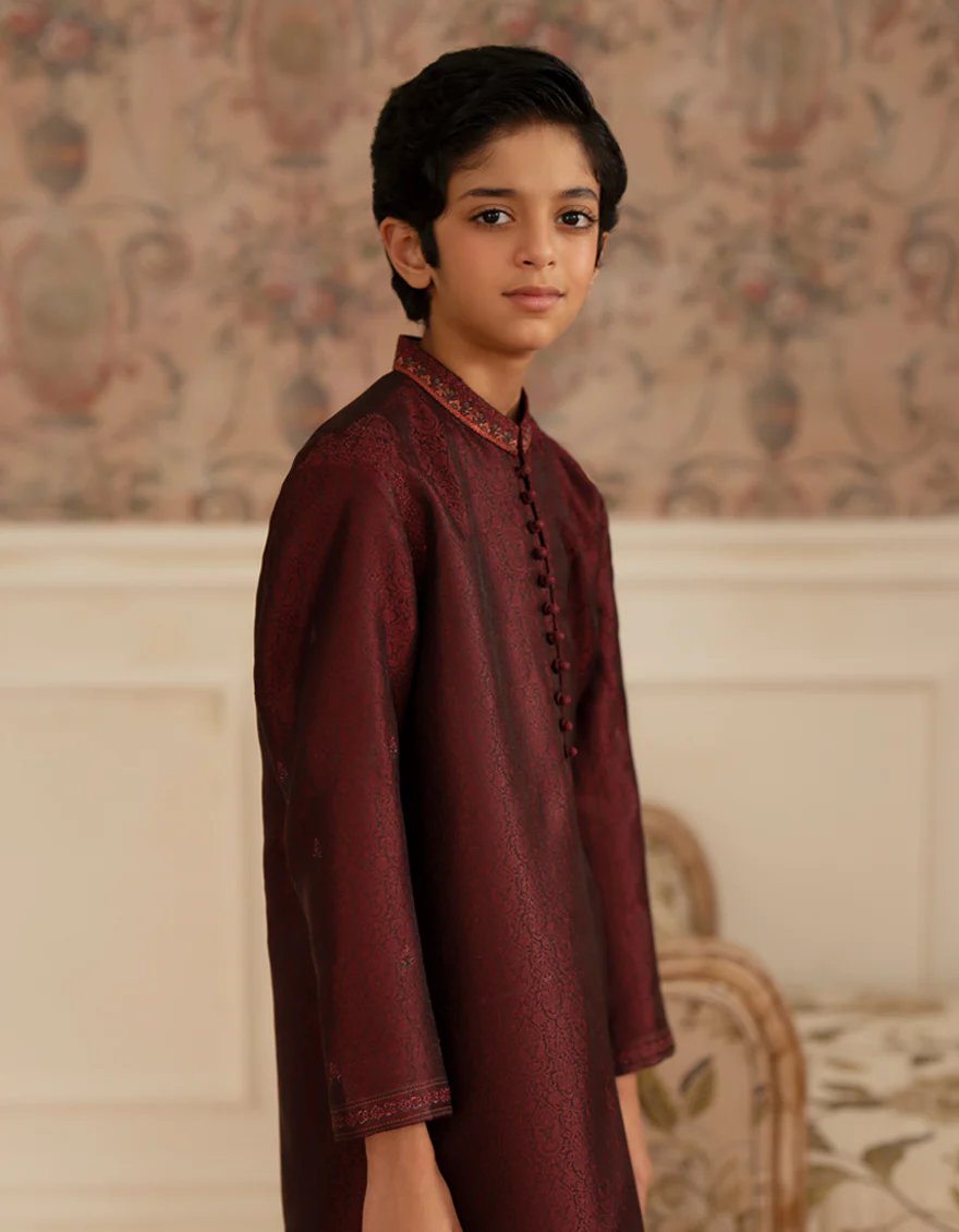 MAROON BLENDED SPECIAL KURTA | JCK-SP-A-48216/S25/JJ9879-FL - Image 2