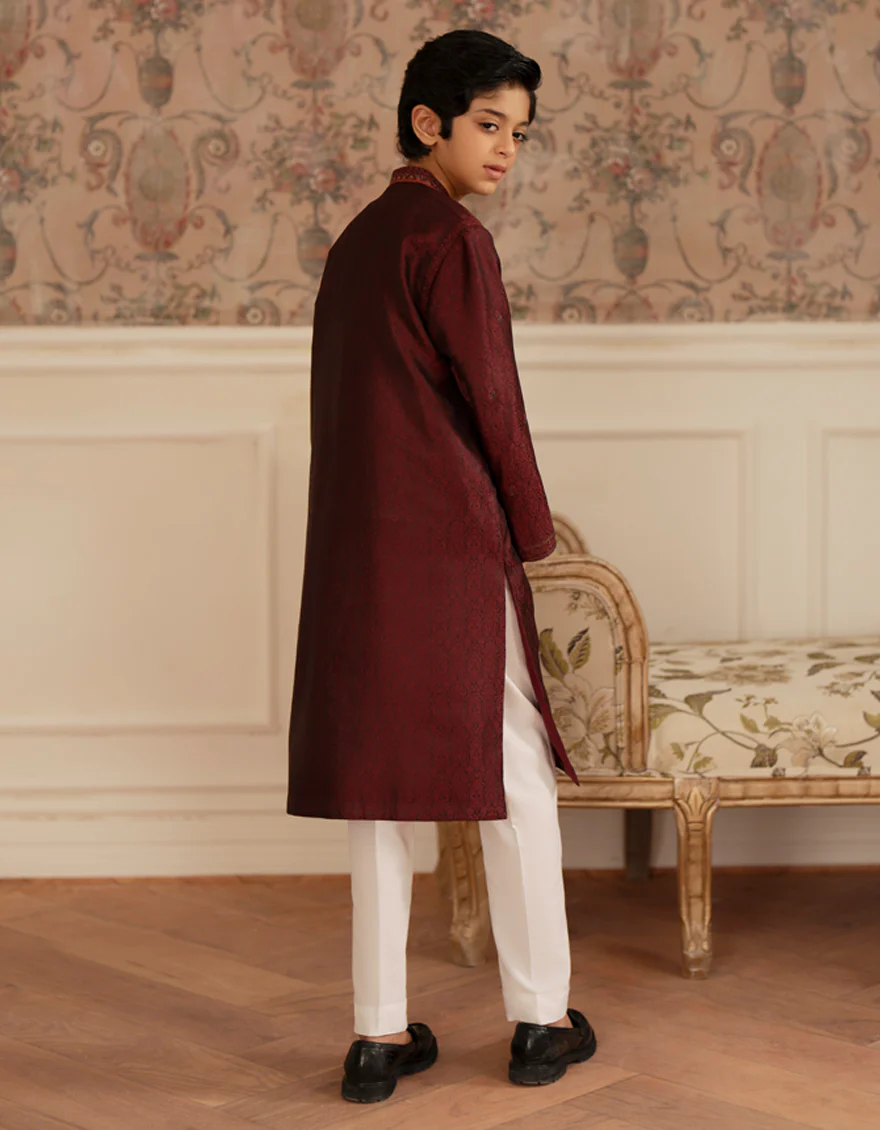 MAROON BLENDED SPECIAL KURTA | JCK-SP-A-48216/S25/JJ9879-FL - Image 3